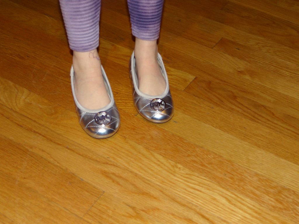 michael kors silver ballet flats