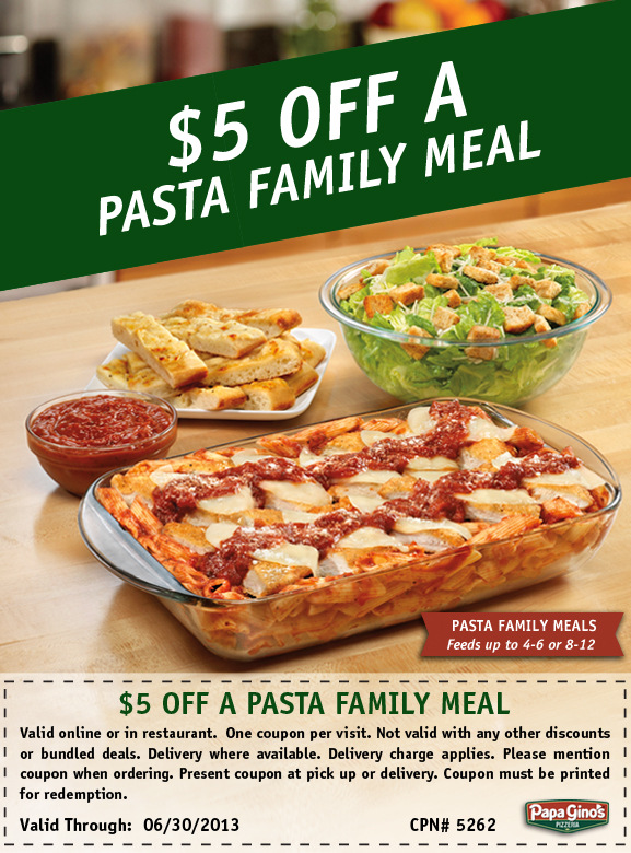 PG Pasta Family Meal Coupon