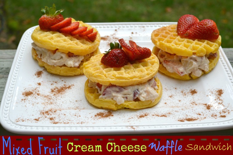 Mixed Fruit Cream Cheese Waffle Sandwich