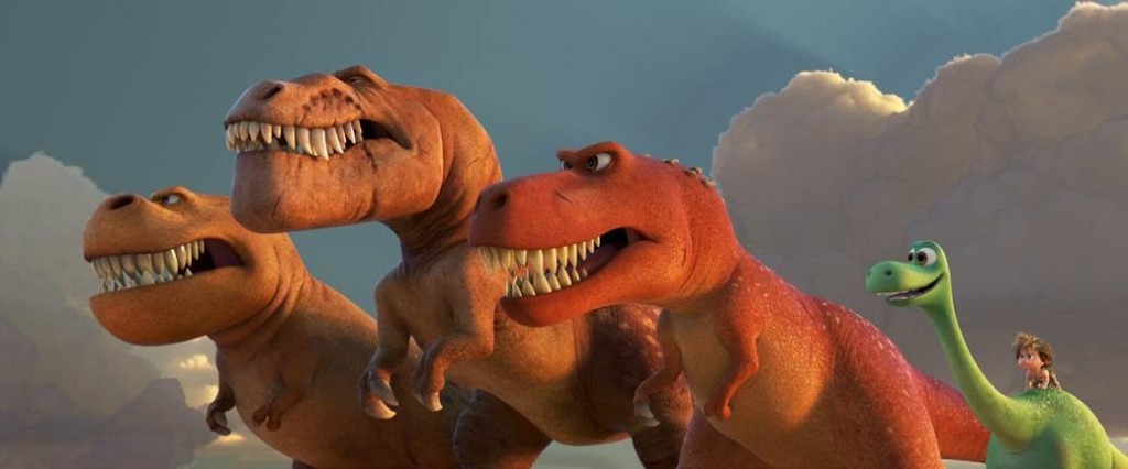 A TRIO OF T-REXES — An Apatosaurus named Arlo must face his fears—and three impressive T-Rexes—in Disney•Pixar’s “The Good Dinosaur.” Featuring the voices of AJ Buckley, Anna Paquin and Sam Elliott as the T-Rexes, “The Good Dinosaur” opens in theaters nationwide Nov. 25, 2015. 