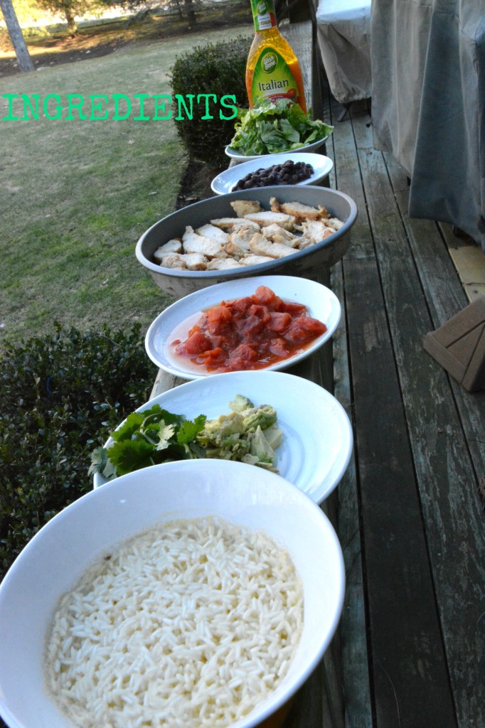 chicken and bean burrito salad bow