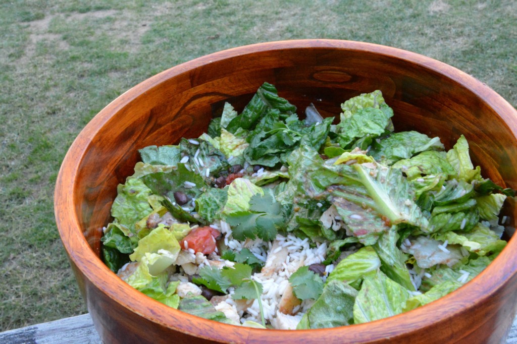 chicken and bean burrito salad bow