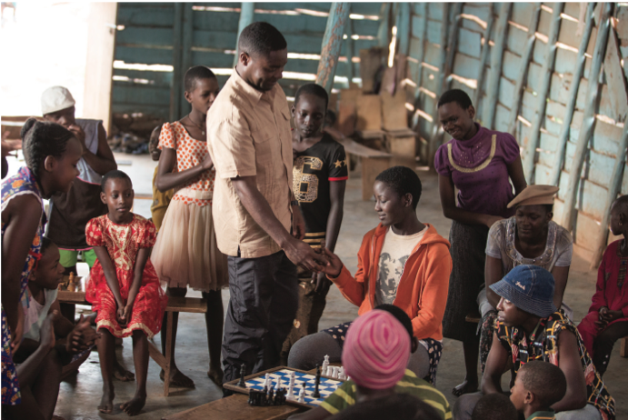 David Oyelowo and Madina Nalwanga in the film.