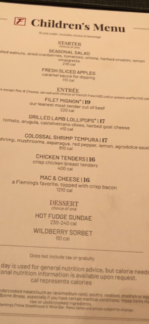 Flemings Steakhouse Menu