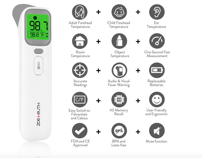 Zoe+Ruth 5 in 1 Ear Infrared and Forehead Thermometer