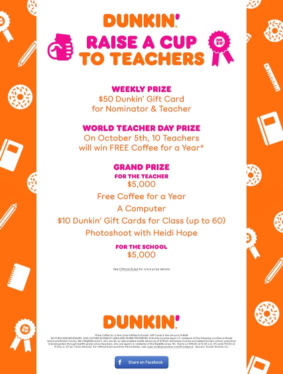 Dunkin' Raise A Cup to TeachersLet's Show Our Teachers Our