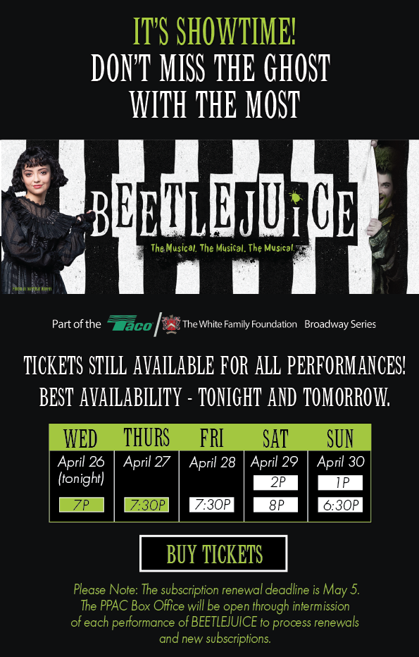 Beetlejuice at the PPAC